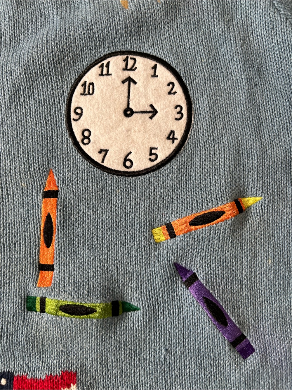 90’S VINTAGE THE QUACKER FACTORY 2X Novelty Teacher Knit Cardigan SCHOOL THEME - Picture 10 of 15